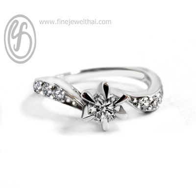 แหวนทองคำขาว แหวนเพชร แหวนคู่ แหวนแต่งงาน แหวนหมั้น - R1211DWG